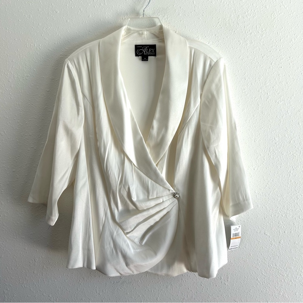 Alex Evenings Shimmer Blouse Womens Plus Size 3X Button Front 3/4 Sleeves Formal